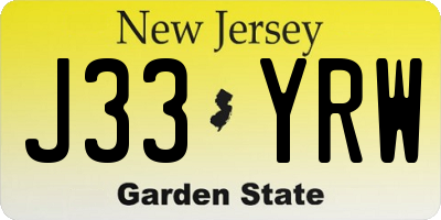 NJ license plate J33YRW