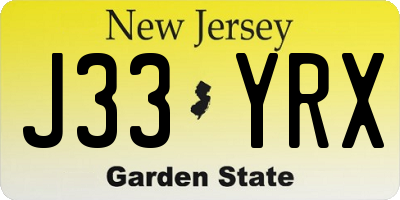 NJ license plate J33YRX