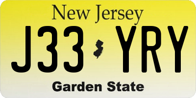 NJ license plate J33YRY