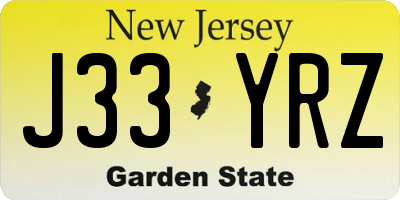 NJ license plate J33YRZ