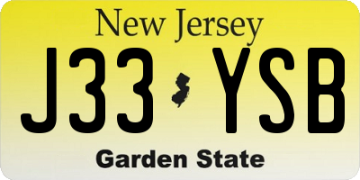 NJ license plate J33YSB