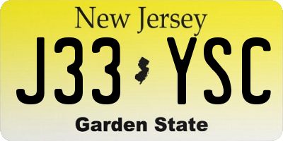 NJ license plate J33YSC