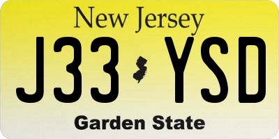 NJ license plate J33YSD