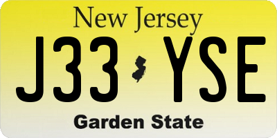 NJ license plate J33YSE