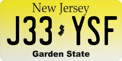 NJ license plate J33YSF