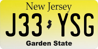 NJ license plate J33YSG