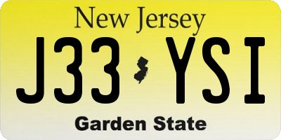 NJ license plate J33YSI