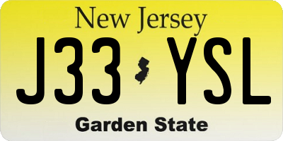 NJ license plate J33YSL