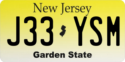 NJ license plate J33YSM