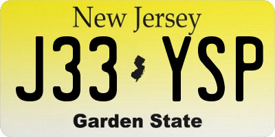 NJ license plate J33YSP