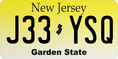 NJ license plate J33YSQ