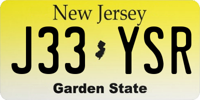 NJ license plate J33YSR