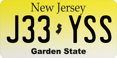 NJ license plate J33YSS