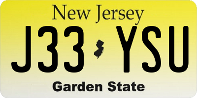 NJ license plate J33YSU