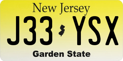 NJ license plate J33YSX