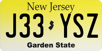 NJ license plate J33YSZ