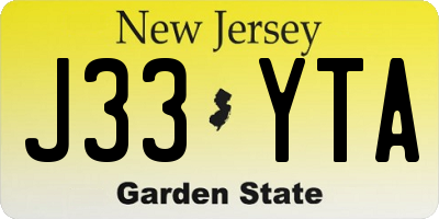 NJ license plate J33YTA