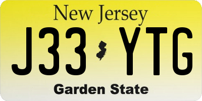 NJ license plate J33YTG