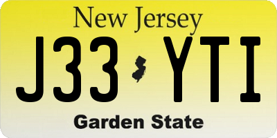 NJ license plate J33YTI