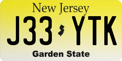 NJ license plate J33YTK