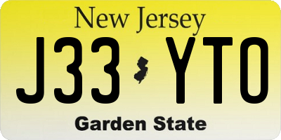 NJ license plate J33YTO