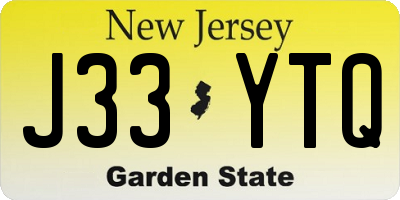 NJ license plate J33YTQ