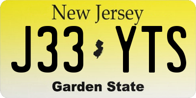 NJ license plate J33YTS