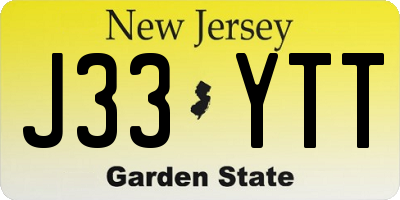 NJ license plate J33YTT