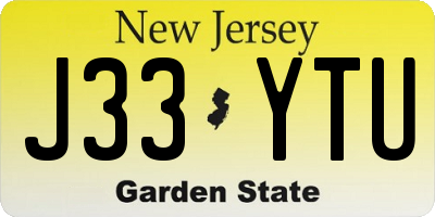 NJ license plate J33YTU