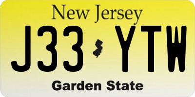 NJ license plate J33YTW