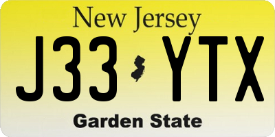 NJ license plate J33YTX