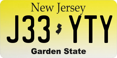 NJ license plate J33YTY