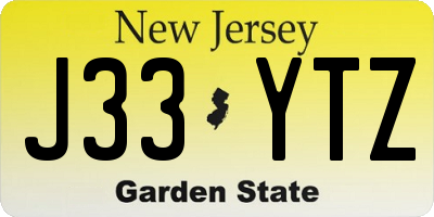 NJ license plate J33YTZ