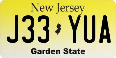 NJ license plate J33YUA