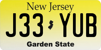 NJ license plate J33YUB