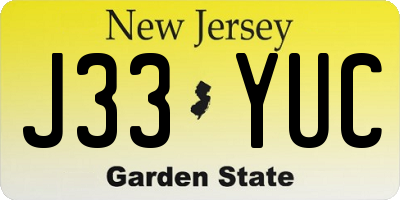 NJ license plate J33YUC