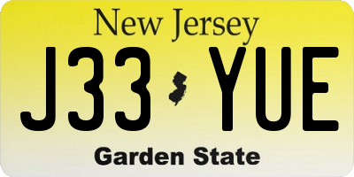 NJ license plate J33YUE