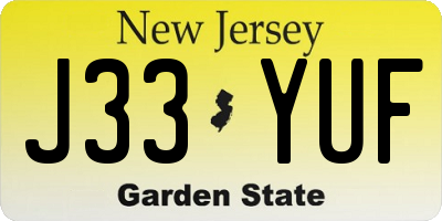 NJ license plate J33YUF