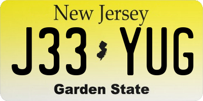 NJ license plate J33YUG