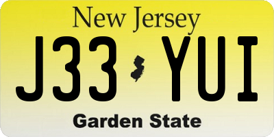 NJ license plate J33YUI