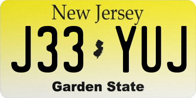 NJ license plate J33YUJ