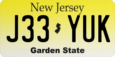 NJ license plate J33YUK