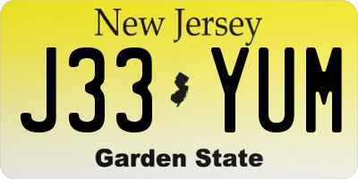 NJ license plate J33YUM