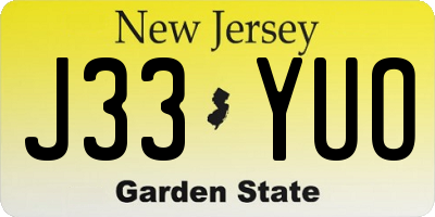 NJ license plate J33YUO