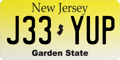 NJ license plate J33YUP