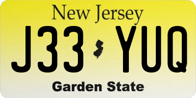 NJ license plate J33YUQ