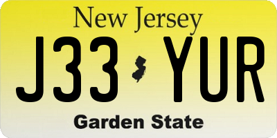 NJ license plate J33YUR