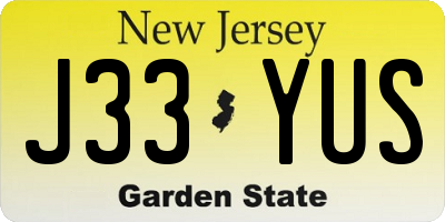 NJ license plate J33YUS