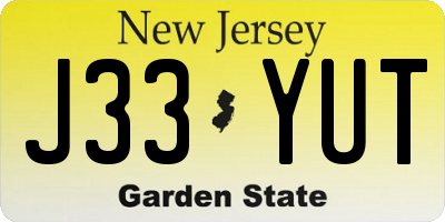 NJ license plate J33YUT