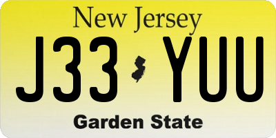 NJ license plate J33YUU